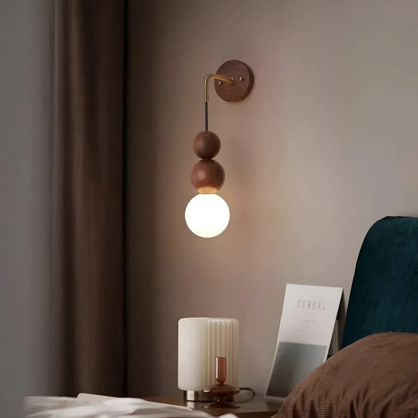 GlowHaven™ – Walnut Wall Sconce with Soft Lighting