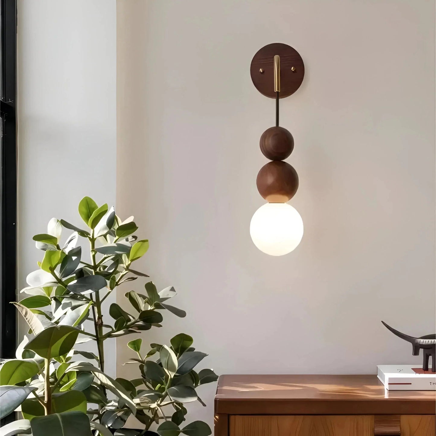 GlowHaven™ – Walnut Wall Sconce with Soft Lighting