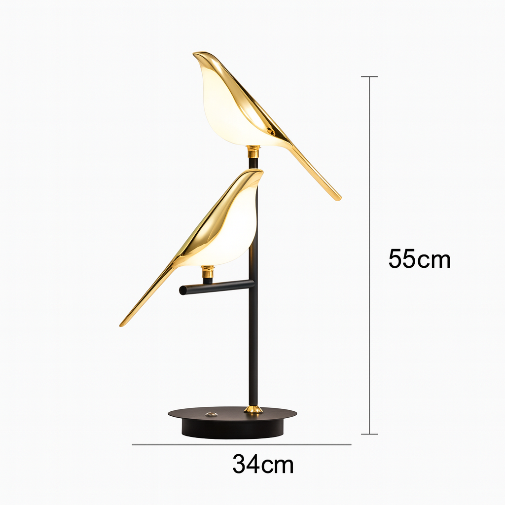 Orniluce™ – 3-Color Golden Bird LED Design Table Lamp
