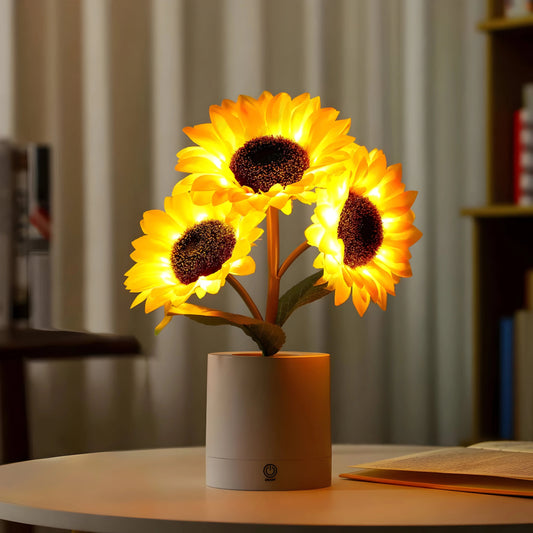 SolaLume™ – Cordless Sunflower LED Table Lamp with Warm Light